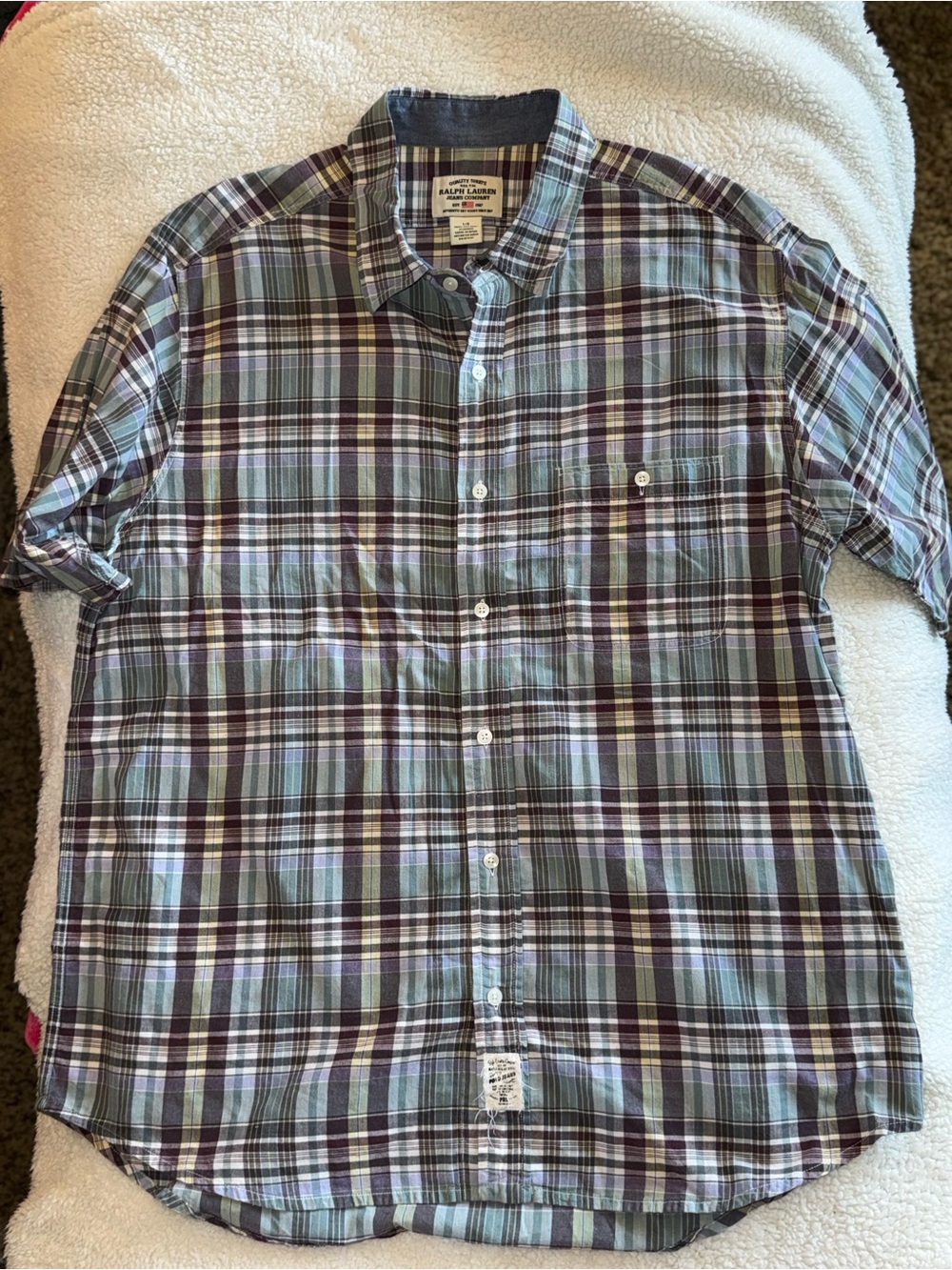 Vintage Polo Jeans Co Ralph Lauren Plaid Button Up Shirt Mens Large Y2K
